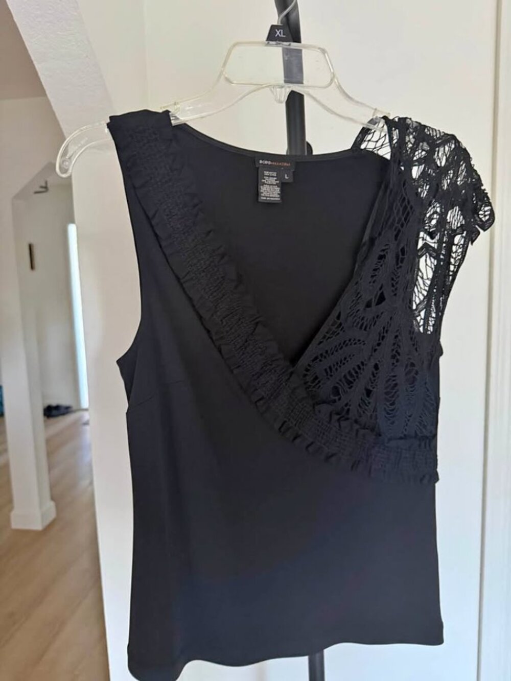 BCBG Max  Azria Sleeveless Black Lace Top Size L